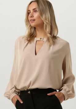 beige access blouses blouse with front v opening