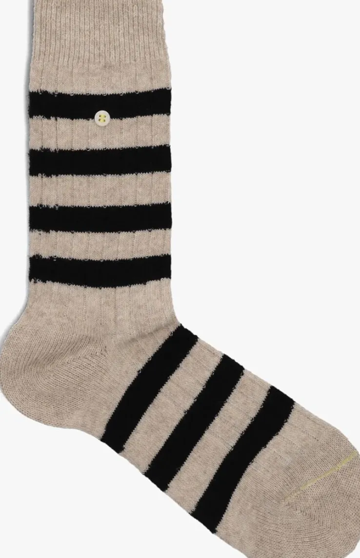 beige alfredo gonzales sokken merino cosy rib stripes