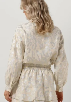 beige alix the label blouses ladies woven lurex animal blouse