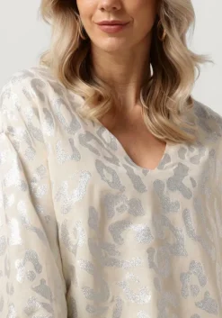 beige alix the label blouses ladies woven lurex animal blouse