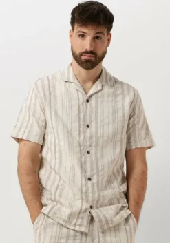 beige anerkjendt casual overhemd akleon s/s structure shirt