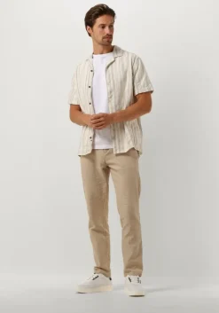 beige anerkjendt casual overhemd akleon s/s structure shirt