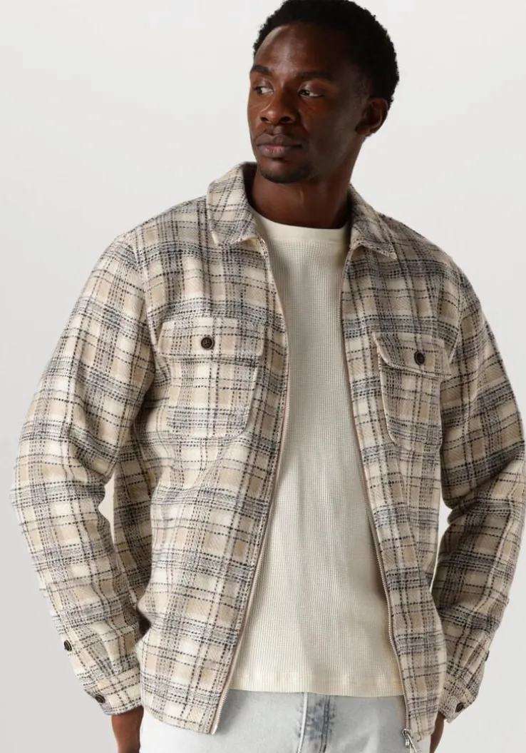 beige anerkjendt overhemden akhanky check twill overshirt
