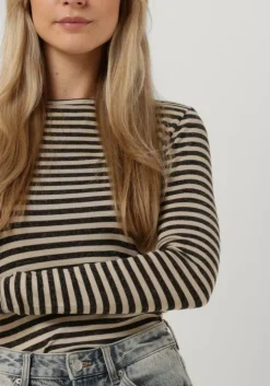 beige by-bar tops & t-shirts basic ls stripe top