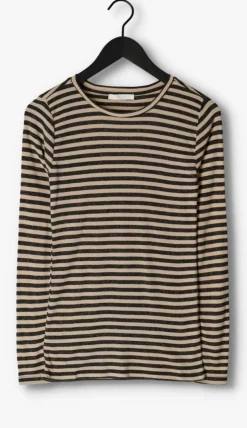 beige by-bar tops & t-shirts basic ls stripe top