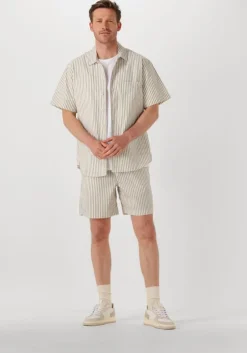 beige calvin klein casual overhemd cotton poplin s/s shirt