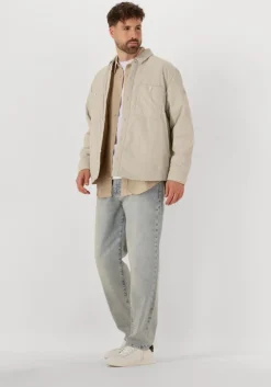 beige calvin klein casual overhemd linen cotton s/s shirt