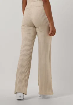 beige calvin klein flared broek elongated rib pants