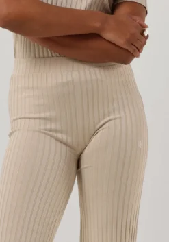 beige calvin klein flared broek elongated rib pants