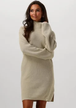 beige calvin klein mini jurk chunky loose sweater dress