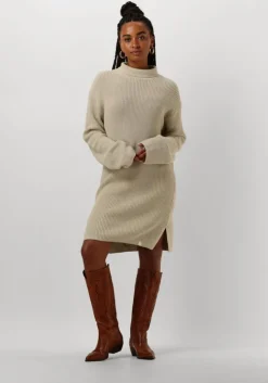 beige calvin klein mini jurk chunky loose sweater dress