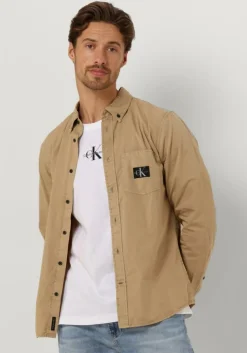 beige calvin klein overshirt regular shirt