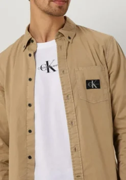 beige calvin klein overshirt regular shirt
