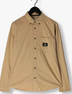 beige calvin klein overshirt regular shirt