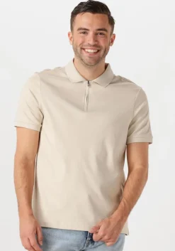 beige calvin klein polo liquid touch welt zip polo