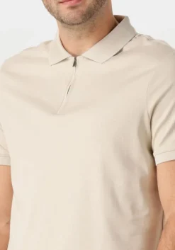 beige calvin klein polo liquid touch welt zip polo