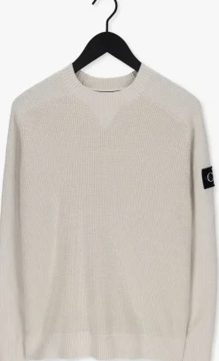 beige calvin klein sweater monologo badge sweater