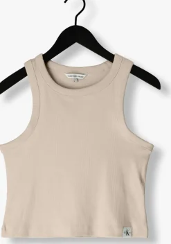 beige calvin klein top rab rib tank top