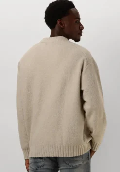 beige calvin klein trui boucle boxy sweater