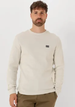 beige calvin klein trui woven label waffle ls tee