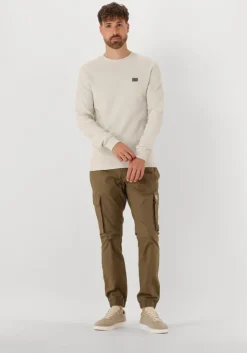 beige calvin klein trui woven label waffle ls tee