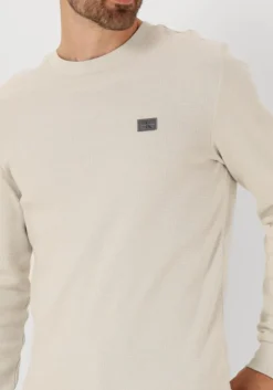 beige calvin klein trui woven label waffle ls tee