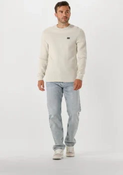 beige calvin klein trui woven label waffle ls tee