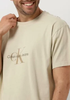 beige calvin klein t-shirt monologo mineral dye tee