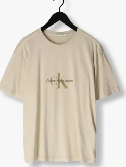 beige calvin klein t-shirt monologo mineral dye tee