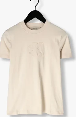beige calvin klein t-shirt ck applique regular tee