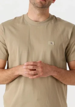 beige calvin klein t-shirt woven label regular tee
