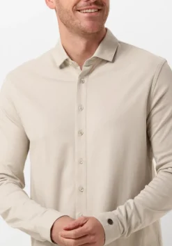 beige cast iron casual overhemd long sleeve shirt cf tec tone interlock jersey