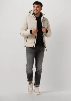 beige cast iron gewatteerde jas hooded jacket dewster speedguard