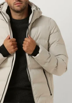 beige cast iron gewatteerde jas hooded jacket dewster speedguard