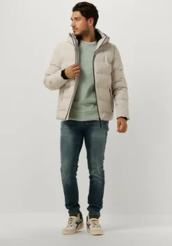 beige cast iron gewatteerde jas hooded jacket dewster speedguard