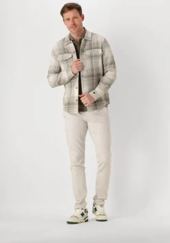 beige cast iron overshirt long sleeve shirt check weave yd