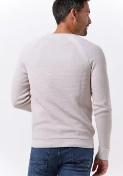 beige cast iron trui r-neck cotton mouline slub