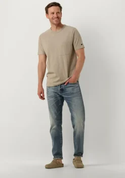 beige cast iron t-shirt short sleeve r-neck regular fit cotton slub