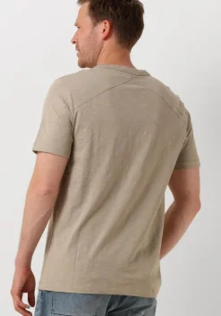 beige cast iron t-shirt short sleeve r-neck regular fit cotton slub