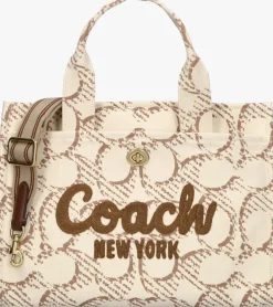 beige coach handtas maxi signature canvas cargo tote