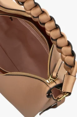 beige coccinelle schoudertas double grainy