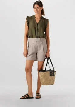 beige co'couture broeken vidacc crop pleat shorts
