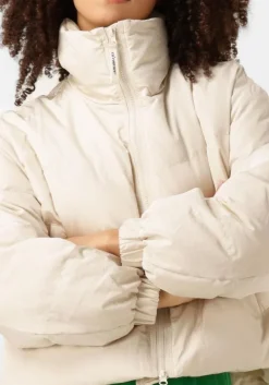 beige co'couture gewatteerde jas frosty crop purr jacket