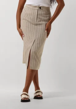 beige co'couture midirok linen pin pencil skirt