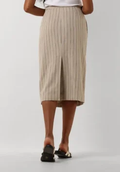 beige co'couture midirok linen pin pencil skirt