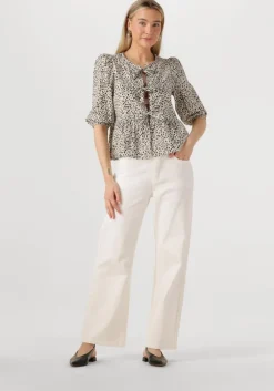 beige colourful rebel blouses lina cheetah bow top