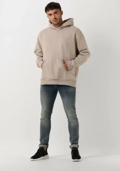 beige colourful rebel sweater uni patch dropped shoulder hoodie