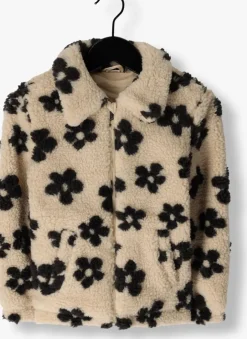 beige daily7 faux fur jas teddy flower jacket