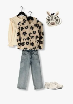 beige daily7 faux fur jas teddy flower jacket