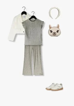 beige daily7 flared broek metallic wide pants